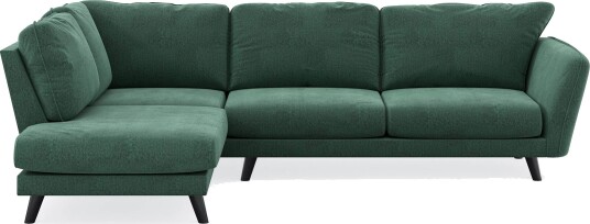 Trend Lyx 4 seters Venstrevendt L formet Sjeselongsofa i Fløyel Mørkegrønn