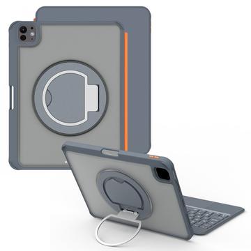 iPad Pro 11 2024/2025 TU3607P Bakgrunnsbelyst magnetisk tastaturetui med 360-graders roterende stativ Grå