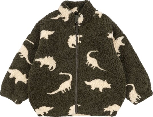 Konges Sløjd Fleecejakke Teddy Jody Dino Silhuett Konges Sløjd 6 år (116) Fleecejakke Armygrønn Beige