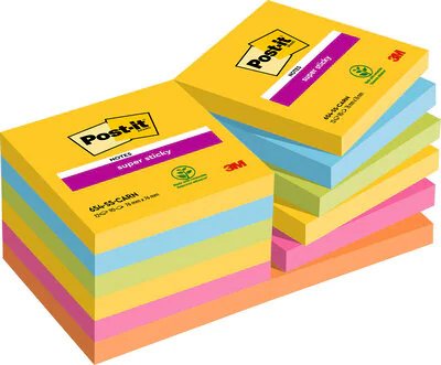Post-It 7100244585 Firkant Blå Grønn Oransje Rosa Gult Papir Pefc 76 Mm 76 Mm
