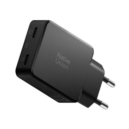 Native Union 65W 2 ports GaN Hurtiglader Svart Native Union 65W 2 ports GaN Hurtiglader Svart