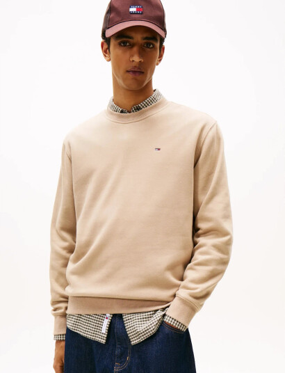 Tommy Jeans Tjm Reg S Flag Crew - Beige - XS