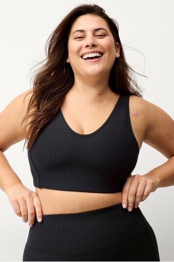 Ellos Studio Sports BH V neck Structure Svart