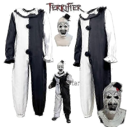 Terrifier 2 Art the Clown Kostyme med Jumpsuit og Maske