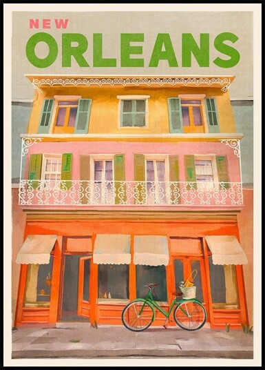 New Orleans Louisiana Vintage Travel Plakat Plakat / 50x70cm