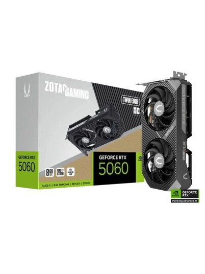 Zotac GeForce RTX 5060 Twin Edge OC 8GB GDDR7 Grafikkort med HDMI og 3x DisplayPort Zotac GeForce RTX 5060 Twin Edge OC 8GB GDDR7 Grafikkort med HDMI og 3x DisplayPort