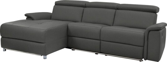 Hjørnesofa 3 seter Pareli Svart PU Venstre Elektrisk Recliner Svart PU Venstre Elektrisk Recliner