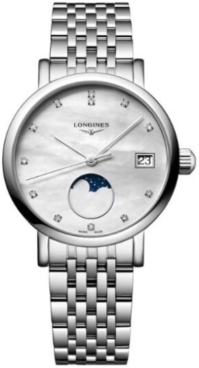 Longines Dameklokke L4.330.4.87.6 Elegant Hvit/Stål Ø30 mm