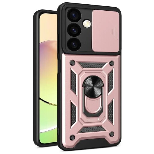 INCOVER Samsung Galaxy S24 Deksel med Magnetisk Kickstand Og Cam Slider - Rose Gold