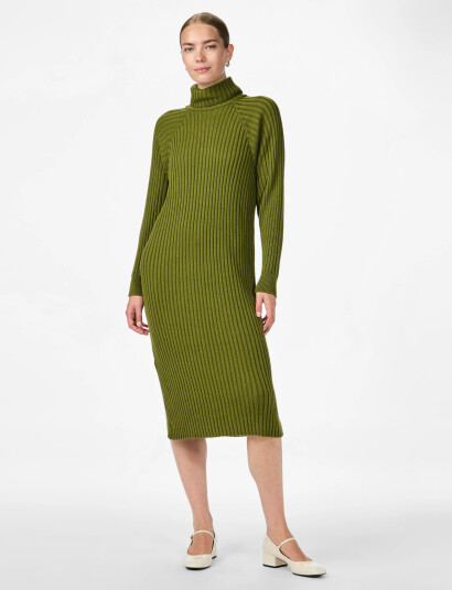 YAS Yasmavi Knit Midi Rollneck Dress Noos - Green - S YAS Yasmavi Knit Midi Rollneck Dress Noos - Green - S
