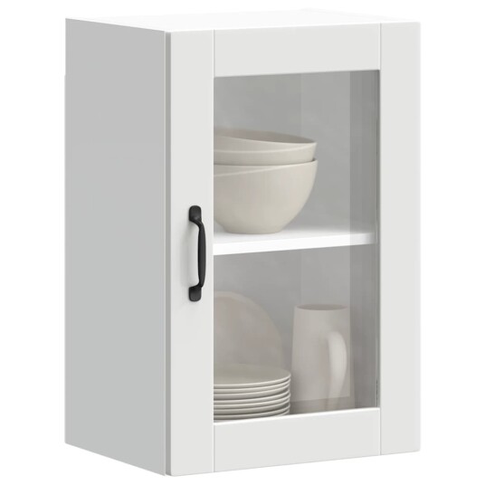  Veggmontert kjøkkenskap med glassdør Porto hvit 8721158423535