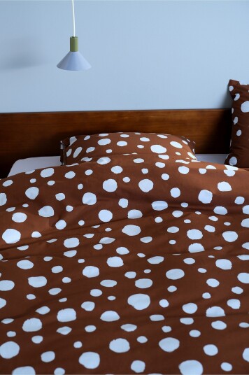 Jotex Dot Dynetrekk Enkel 140x200 Cm Brun/lyseblå RIGMOR 22780330136