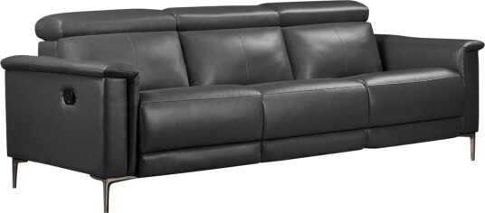 Sofa 3 seter Lund Grå Lær/PU Manuell hvilestol Grå Lær/PU Manuell hvilestol