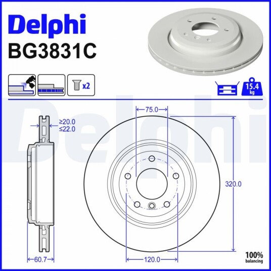 Bremseskive DELPHI BG3831C