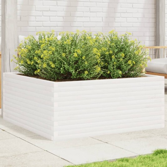 Plantekasse hvit 110x110x46 cm heltre furu