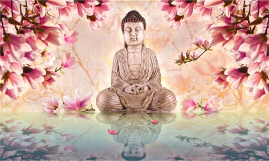 Fototapet Buddha And Magnolia 450x270 - Artgeist sp. z o. o.