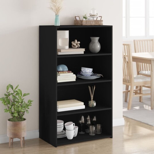  Hylle svart 70x41x124 cm konstruert tre
