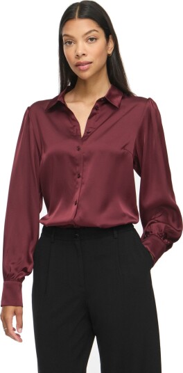 Vila Vienna Ravenna L/S Balloon Shirt Noos Burgundy 44