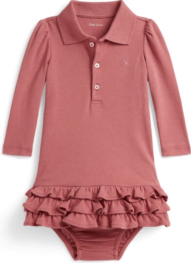 Ralph Lauren Baby Ruffled Soft Cotton Polo Dress & Bloomer CANVAS PINK 53 60