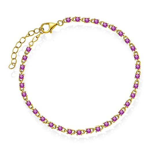 Pan Jewelry Zela armbånd i 925 forgylt sølv med rosa zirkonia