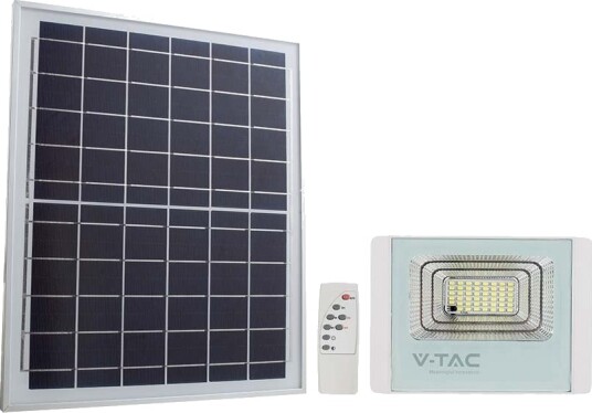 V Tac 25W Solcelle LED lyskaster 550lm IP65 sort fjernkontroll sensor utendørs Kulør : Nøytral
