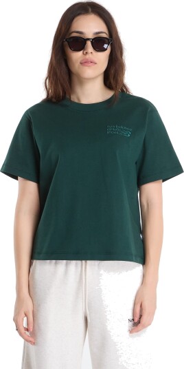 New Balance Athletics Premium Logo Hip Length Relaxed T Shirt Green XS