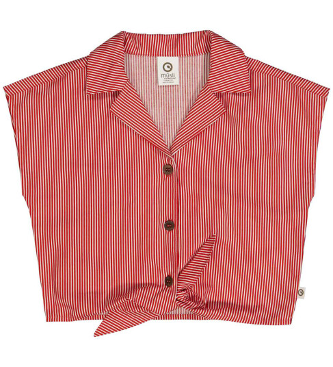 Müsli Skjorte Poplin Stripe Crop Balsam Cream/Apple Utg. 5 år 110 Skjorte K/E Flerfarget Hvit Rød