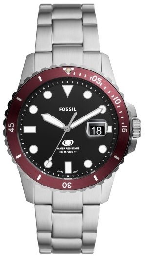 Fossil Herreklokke FS6013 Blue Sort/Stål Ø42 mm