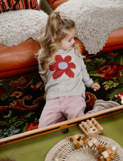 Daily 7 Knitted Sweater Flower Beige 128