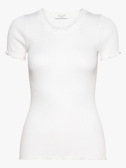 Rosemunde Beatha Short Sleeve Regular O-Neck Lace T-Shirt Hvit XL