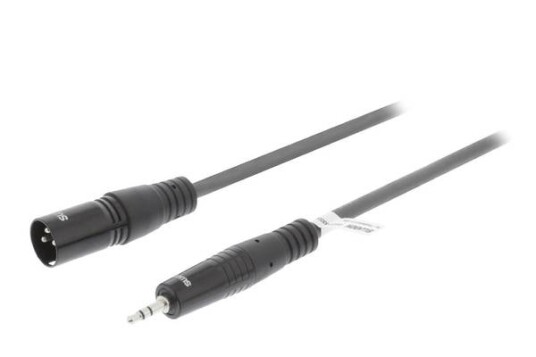 Nedis 1.5m XLR til 3.5mm lydkabel, nikkelbelagt, mørk grå