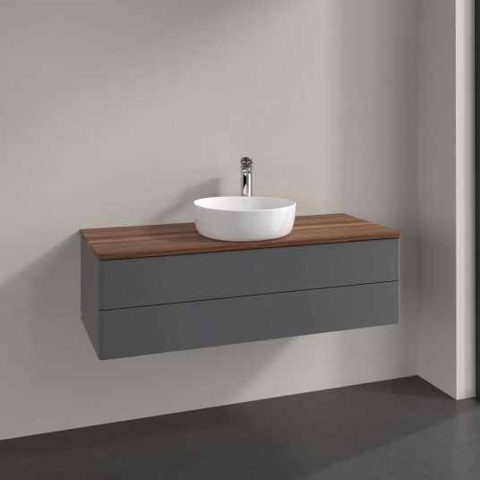 Villeroy & Boch  Antao Servantskap med 2 skuffer 120x50x36 cm m/lys Antrasitt/Valnøtt