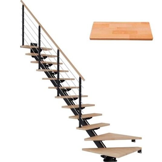 Dolle Sydney L trapp Svart 9005 design oljeret Bøk 85 12 Loddret Høyde 240 292cm
