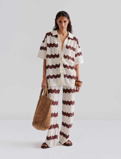 Malina Alana Oversized Knitted Shirt - White - L