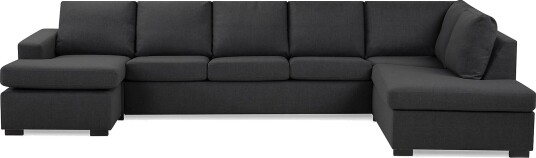 Crazy 5 seters Høyrevendt U formet X Large Sofa med Divan og Sjeselong i Stoff Mørk grå