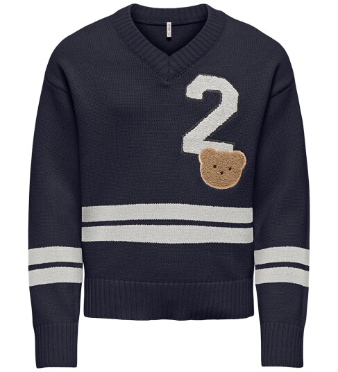 kids ONLY Night Sky Badge/Cloud Dancer Kogjanny Life L/S Varsity V Neck Knt 122 128