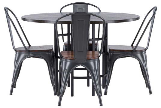 Venture Design Copenhagen & Tempe spisegruppe Valnøtt/mokka 4 stoler & bord 115 cm