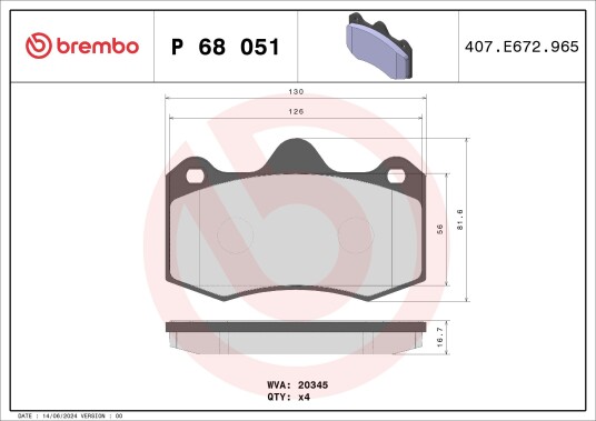 Bremseklosser BREMBO P 68 051