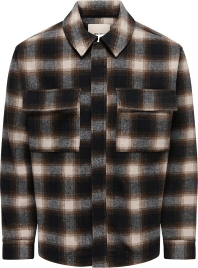 ONLY & SONS Onspaulo Zip Overshirt Vd JET BLACK XL ONLY & SONS Onspaulo Zip Overshirt Vd JET BLACK XL