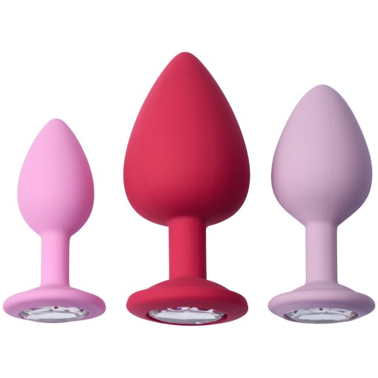 baseks Jewel Butt Plug Trening Sett - Lyserosa - Lyserosa