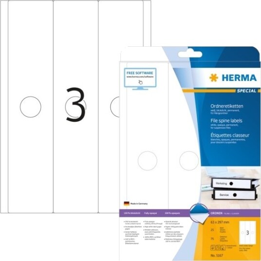 Herma 5167 Hvit Avrundet Rektangel Permanent A4 Papir Matte