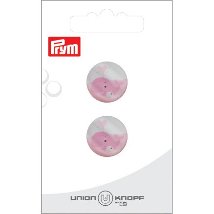Prym plastknapp rosa hval 18 mm 2 stk