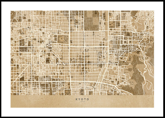 Sepia map of Kyoto Plakat Plakat / 40x50cm