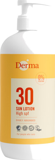 Derma Sun Lotion SPF 30 Vannavstøtende 500 ml - Parabenfri og Økologisk Derma Sun Lotion SPF 30 Vannavstøtende 500 ml - Parabenfri og Økologisk