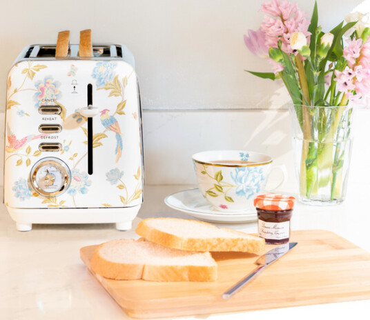 Laura Ashley Elveden Brødrister 2 Skiver Hvit med Løftefunksjon