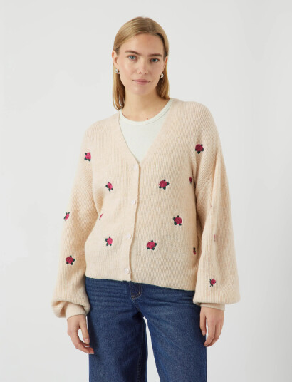 YAS Yasfleur Ls Knit Cardigan S. Noos - Cream - XS YAS Yasfleur Ls Knit Cardigan S. Noos - Cream - XS