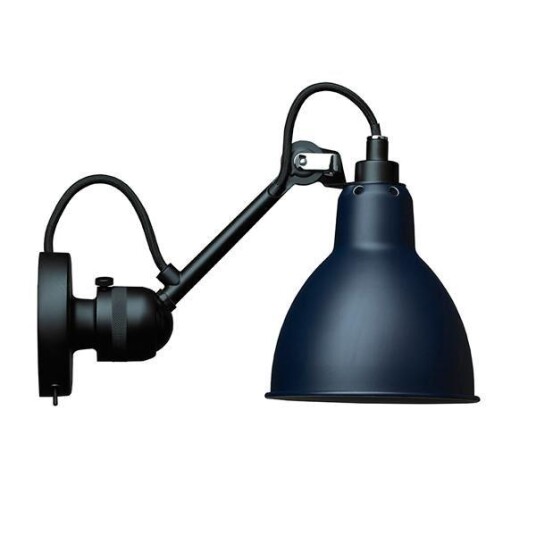 Lampe Gras N304 Vegglampe Matt Sort & Matt Blå Med Av/På Knapp