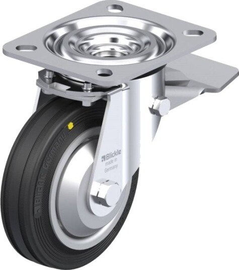 Blickle 9530 L-V 100R-St-El-Fa Styrehjul Med Brems, Hjuldiameter 100 Mm, Bæreevne (Maks.) 70 Kg (1 Stk.)