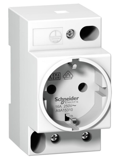 Schneider Electric Acti9 ipc modular din power socket 16 a 2p + e 250 v ac vde (3606480097782)