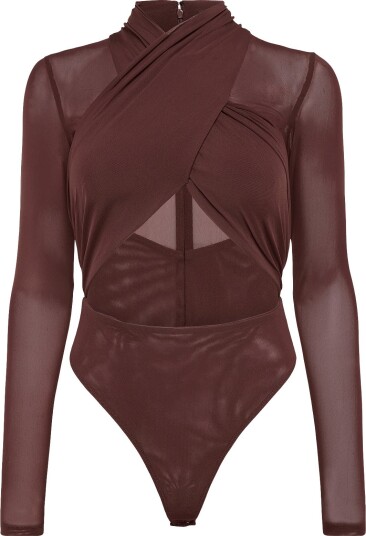 Bardot Aliyah Wrap Bodysuit CHOCOLATE 40